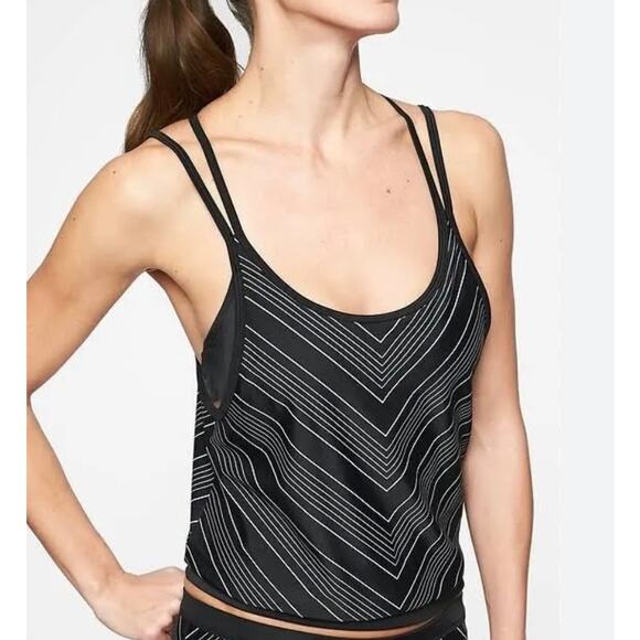 Athleta Bra Tankini Black & White Chevron Blouson Waist Underwire Sz 36D/DD - Picture 8 of 9